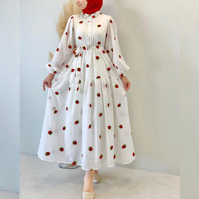 Vestido Largo Modesto de Manga Larga Estilo Oriente Medio
