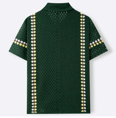 Polo Cardigan Crochet Soluble en Agua para Hombre - Image 12