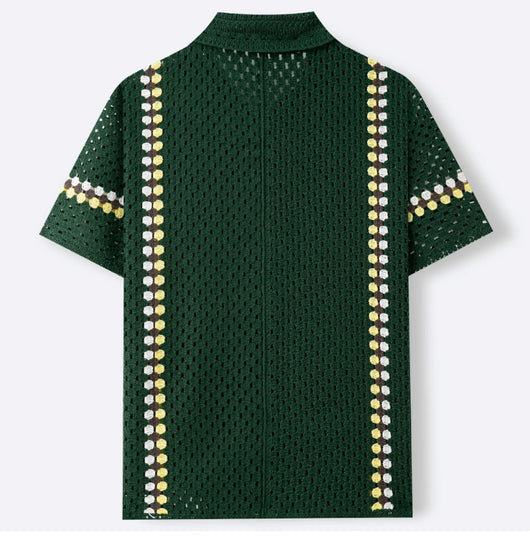 Polo Cardigan Crochet Soluble en Agua para Hombre - Image 12