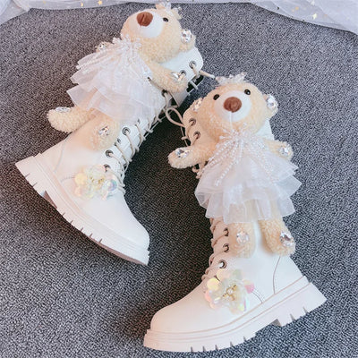 Botas de Cuero con Diseño de Osito para Niñas - Image 10