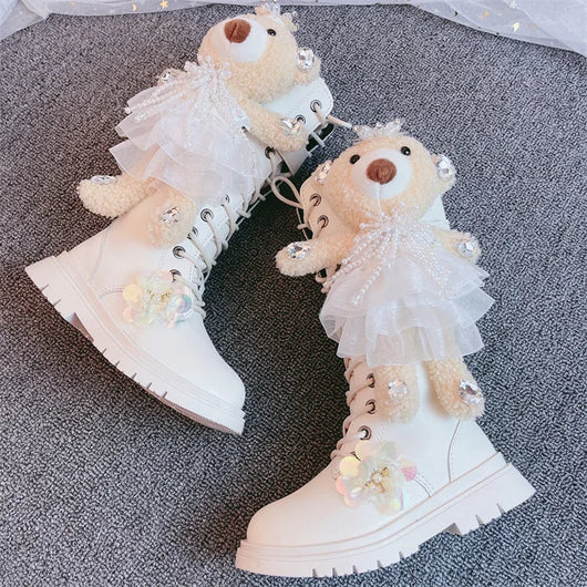 Botas de Cuero con Diseño de Osito para Niñas - Image 10