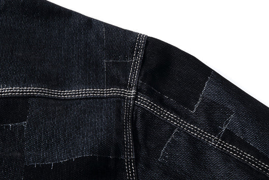 Chaqueta Denim Vintage con Paneles Texturizados para Hombre - Image 13