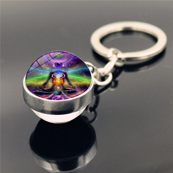 Llavero Colgante de Cristal Doble Cara con Símbolo de Yoga - Image 3