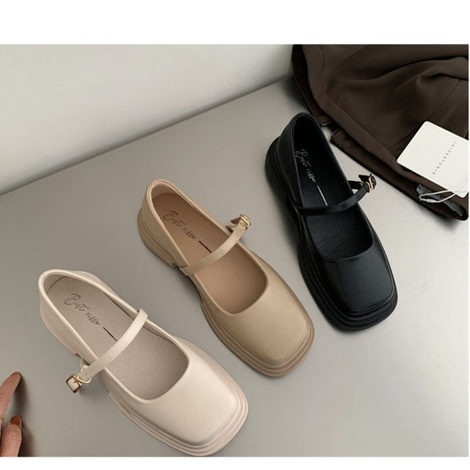 Zapatos de Cuero con Plataforma Estilo Británico para Mujer con Hebilla y Perla - Image 11