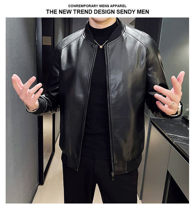 Chaqueta de Cuero Lavado Slim Fit para Hombre - Estilo Moderno - Image 16