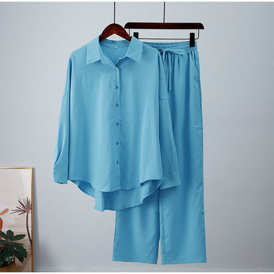 Conjunto Casual Otoño-Invierno: Camisa Suelta Manga Larga y Pantalón Ancho - Image 6