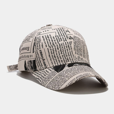 Gorra de Béisbol Retro Estilo Universitario con Patrón de Periódico para Hombre - Image 10