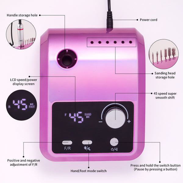 Pulidor Eléctrico de Uñas Profesional 45000 RPM