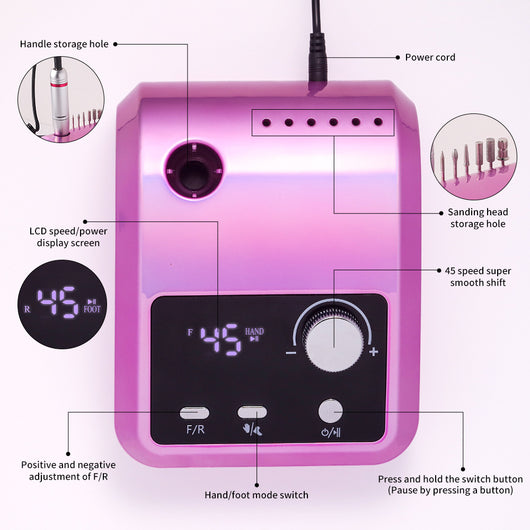 Pulidor Eléctrico de Uñas Profesional 45000 RPM - Image 2