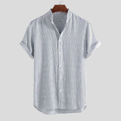 Camisa Manga Corta Cuello de Pie Slim Fit para Hombre - Image 8