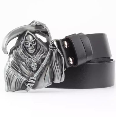 Cinturón de Cuero Bovino con Diseño Calavera de Dos Capas - Image 14