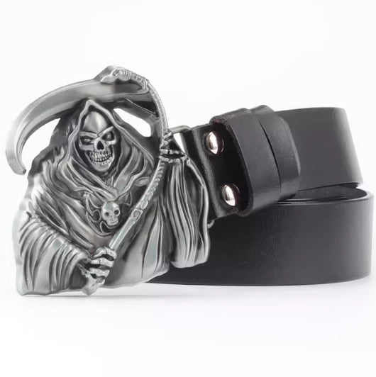 Cinturón de Cuero Bovino con Diseño Calavera de Dos Capas - Image 14