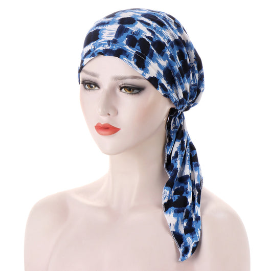 Turbante con Cola Curva y Flores - Gorro Tipo Pullover - Image 10