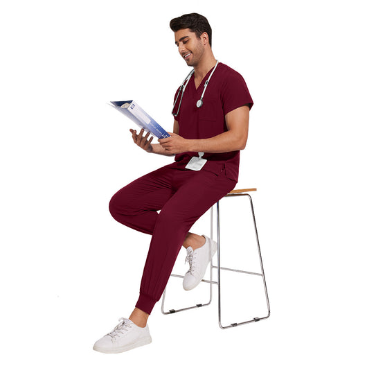 Conjunto de Uniformes Médicos para Hombre con Tela Elástica y Secado Rápido - Image 26