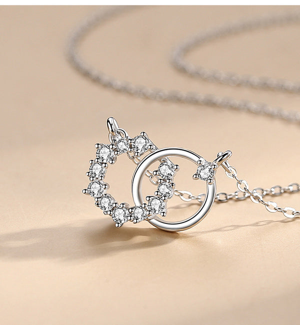 Collar Doble Anillo Copo de Nieve en Plata Esterlina S925