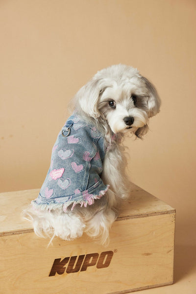 Chaleco Denim sin Mangas para Perros - Diseño Desgastado Love - Image 14