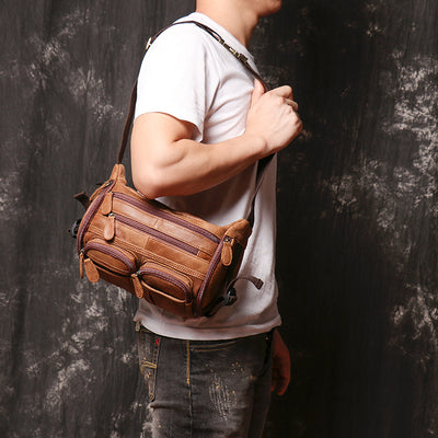 Bolsa de Pecho Hombre Cuero Gamuza Gran Capacidad - Image 4