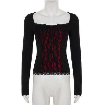Blusa Elegante de Manga Larga con Encaje y Volantes - Image 12