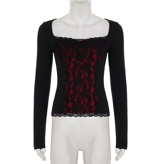 Blusa Elegante de Manga Larga con Encaje y Volantes - Image 12