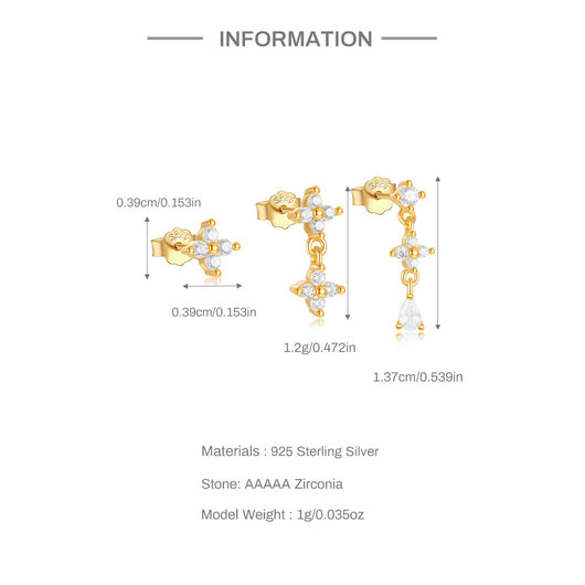 Aretes de Plata Esterlina 925 con Zirconia Geométrica y Borla para Uso Diario - Image 14