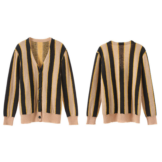 Cardigan Tejido de Rayas Verticales Holgado y Cómodo - Image 2