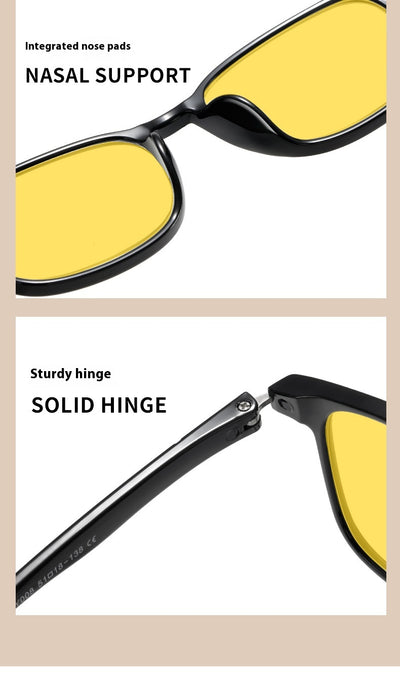 Purple frame glasses with yellow night vision lenses, featuring a subtle glitter effect on the temples. - Image 22