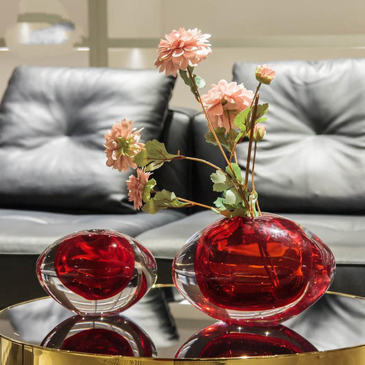 Jarrón de Cristal Rojo Brillante Forma Oliva - Arreglos Florales y Decoración - Image 11