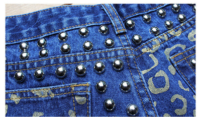 Shorts Denim Rotos Cintura Alta con Remaches y Estampado - Image 13