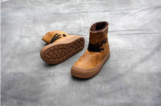 Botas de Cuero Genuino para Mujer con Punta Redonda Estilo Vintage - Image 14