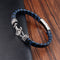 Pulsera de Acero Titanio para Hombre con Cuero Trenzado y Ancla