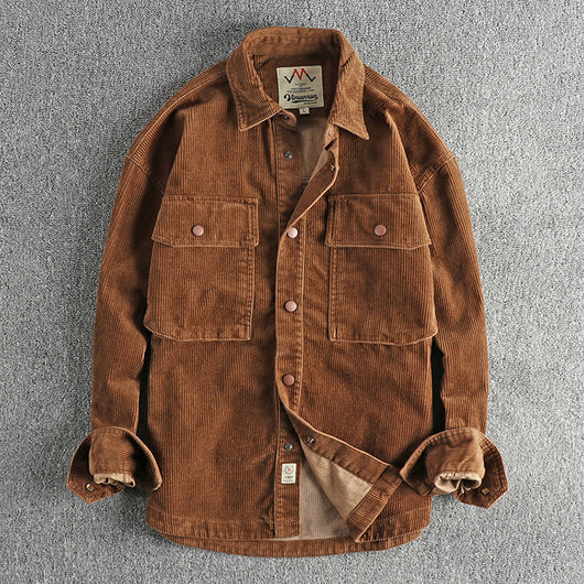 Camisa de Pana Gruesa Lavada con Manga Larga para Invierno - Image 3