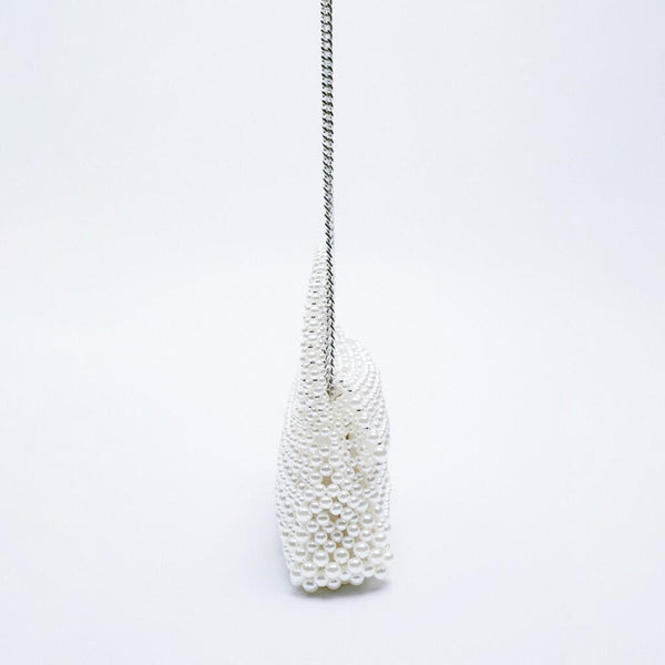 Bolso Tote con Perlas Blancas - Cartera de Hombro y Crossbody