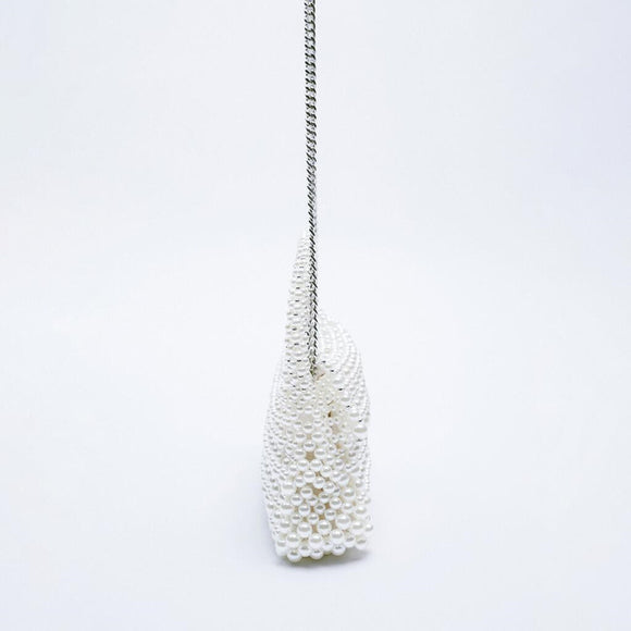 Bolso Tote con Perlas Blancas - Cartera de Hombro y Crossbody