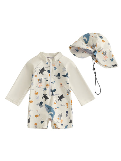 Traje de Baño Infantil con Capucha y Mangas Largas - Image 12