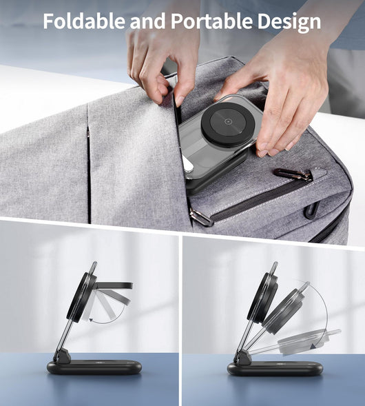 Cargador Inalámbrico Magnético Plegable Transparente 3 en 1 - Image 10