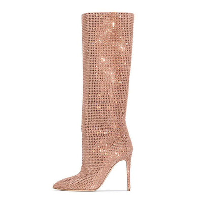 Botas Altas de Tacón Stiletto con Strass y Punta Fina en Cachemira - Image 10