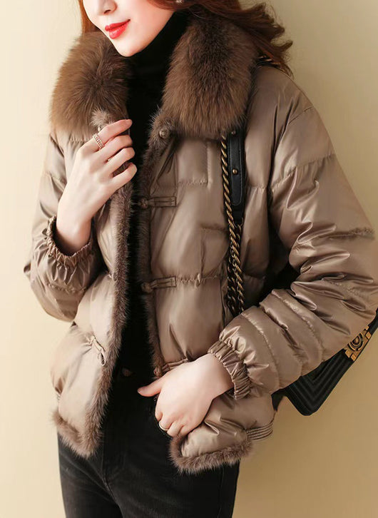 Chaqueta Térmica de Plumón de Pato Blanco con Cuello de Piel - Image 9