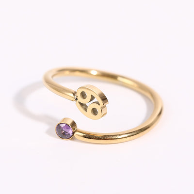 Anillo de Acero Inoxidable con Piedra de Nacimiento del Zodiaco - Image 7
