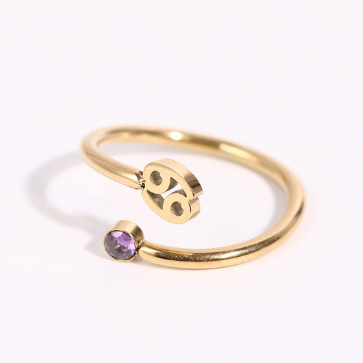 Anillo de Acero Inoxidable con Piedra de Nacimiento del Zodiaco - Image 7