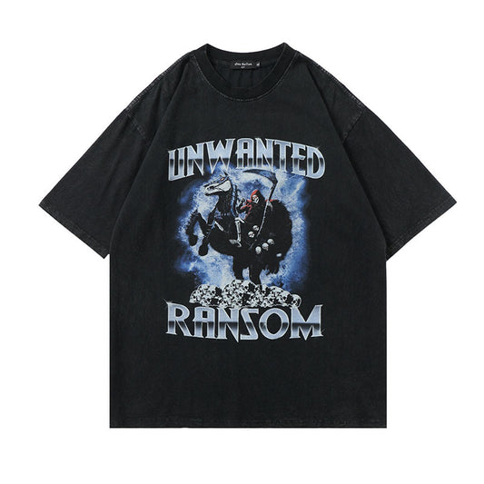 Camiseta Estampada Vintage Desgastada de Manga Corta Unisex - Image 2