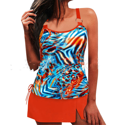 Traje de Baño Dos Piezas con Falda Dividida para Mujer - Image 11