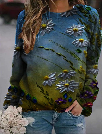 Blusa Estampada de Manga Larga Corte Midi para Mujer - Image 7