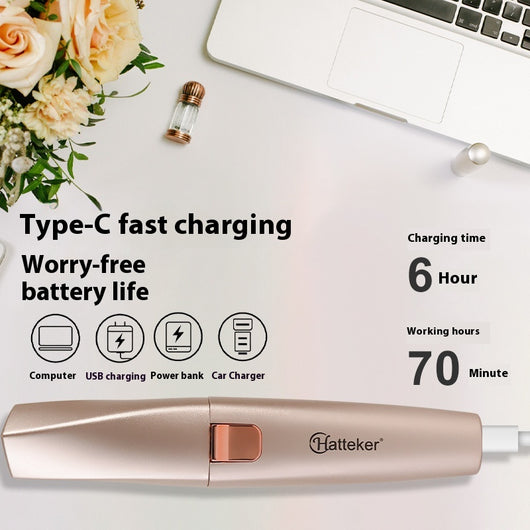Two mint green and rose gold 2-in-1 electric eyebrow shaping devices with USB cables and packaging. - Image 4