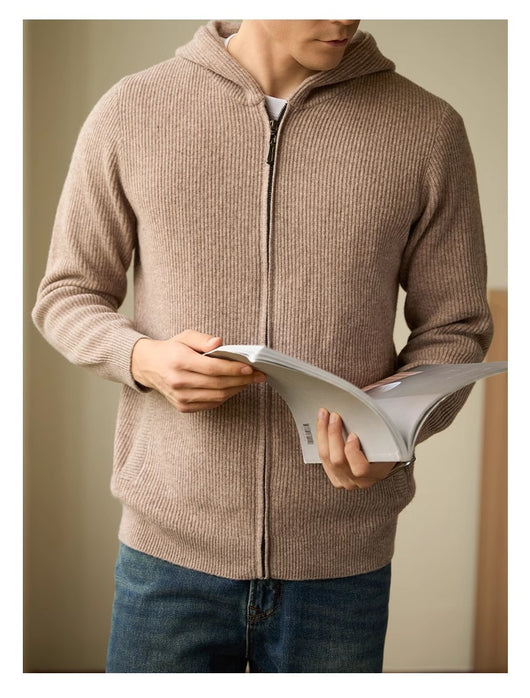 Cardigan de Lana Pura con Capucha para Hombre - Suéter Otoño Invierno - Image 3
