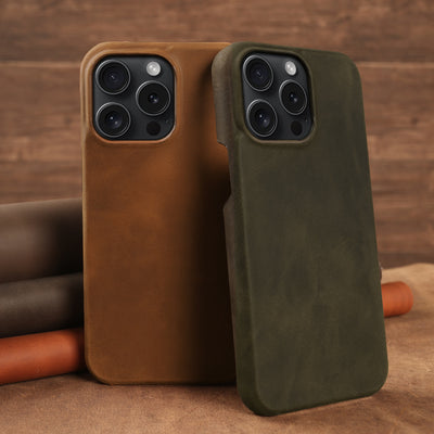 Funda para Teléfono Cuero Crazy Horse con Patrón Aplicado