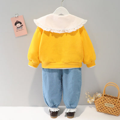 Conjunto de Tres Piezas con Cardigan de Cuello Muñeca para Niñas - Image 12