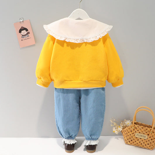 Conjunto de Tres Piezas con Cardigan de Cuello Muñeca para Niñas - Image 12