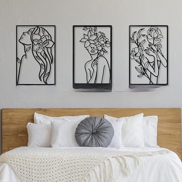 Decoración de Pared de Metal - Siluetas Artísticas para Sala y Dormitorio