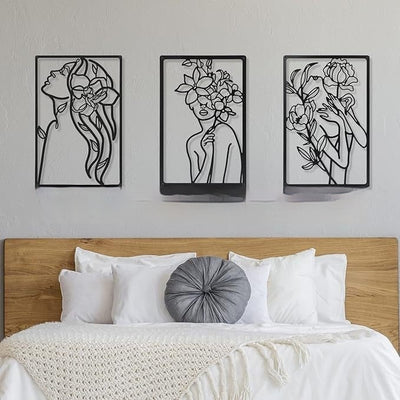 Decoración de Pared de Metal - Siluetas Artísticas para Sala y Dormitorio
