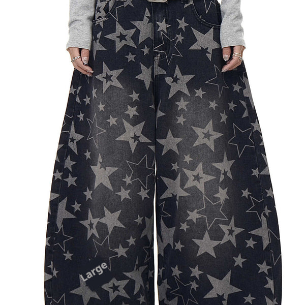Jeans Machete Estampado Retro Americano con Diseño Desgastado